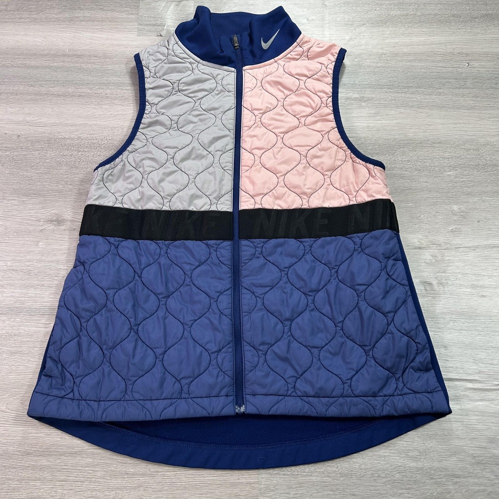Nike Aerolayer Vest Womens Small Blue Pink Quilted Running Colorblock BV3869-697
